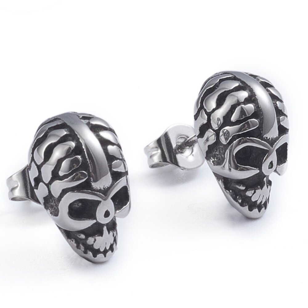 NWOT  Stainless steel Hypoallergenic Brain Skull stud earrings